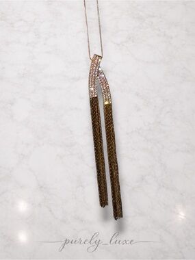 Gold Crystal Tassel Necklace